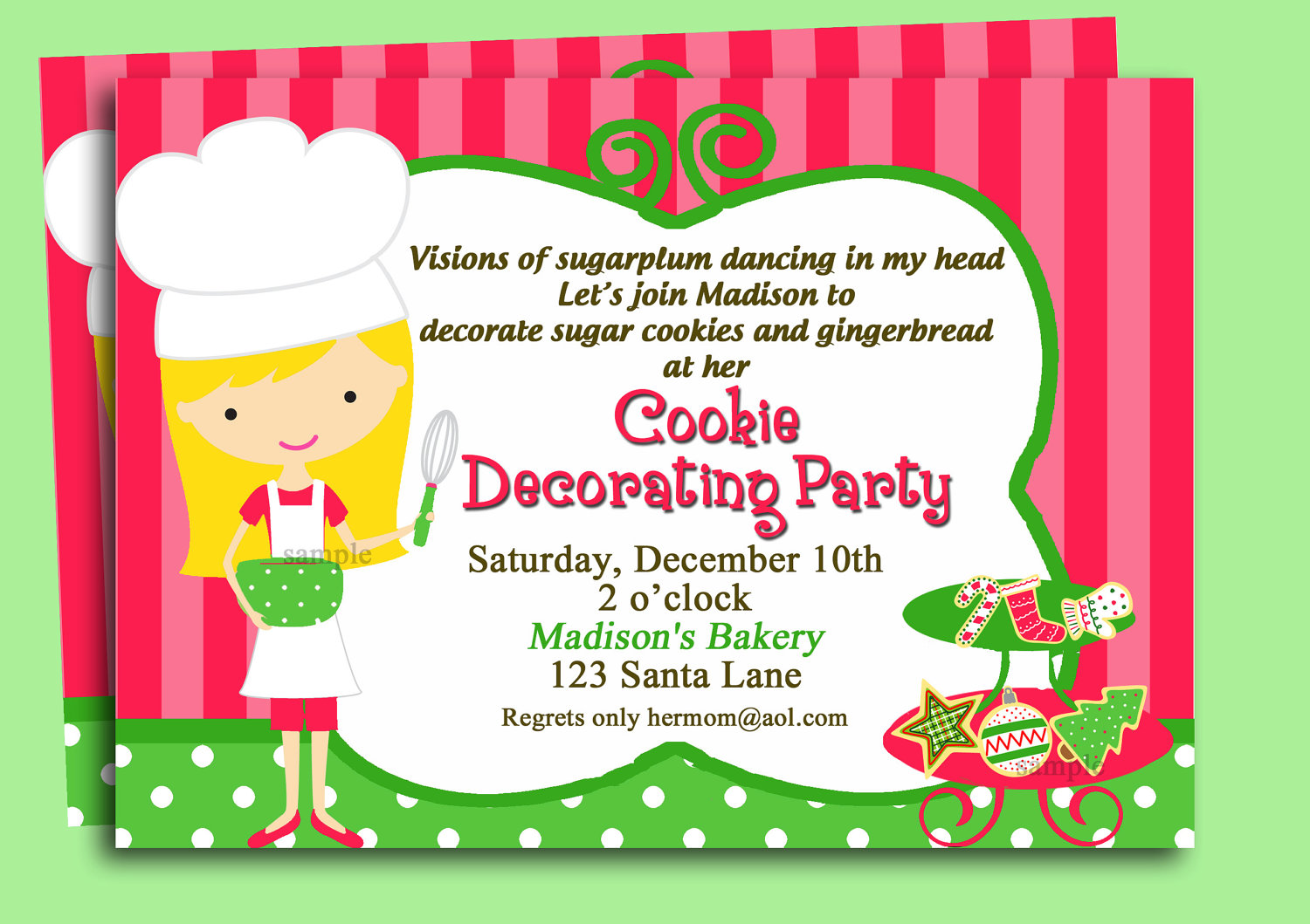 Christmas Cookie Invitation Printable Or Printed By Thatpartychick