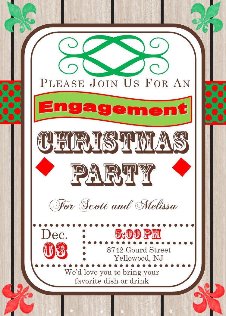 Christmas Holiday Engagement Party Invitations 2017