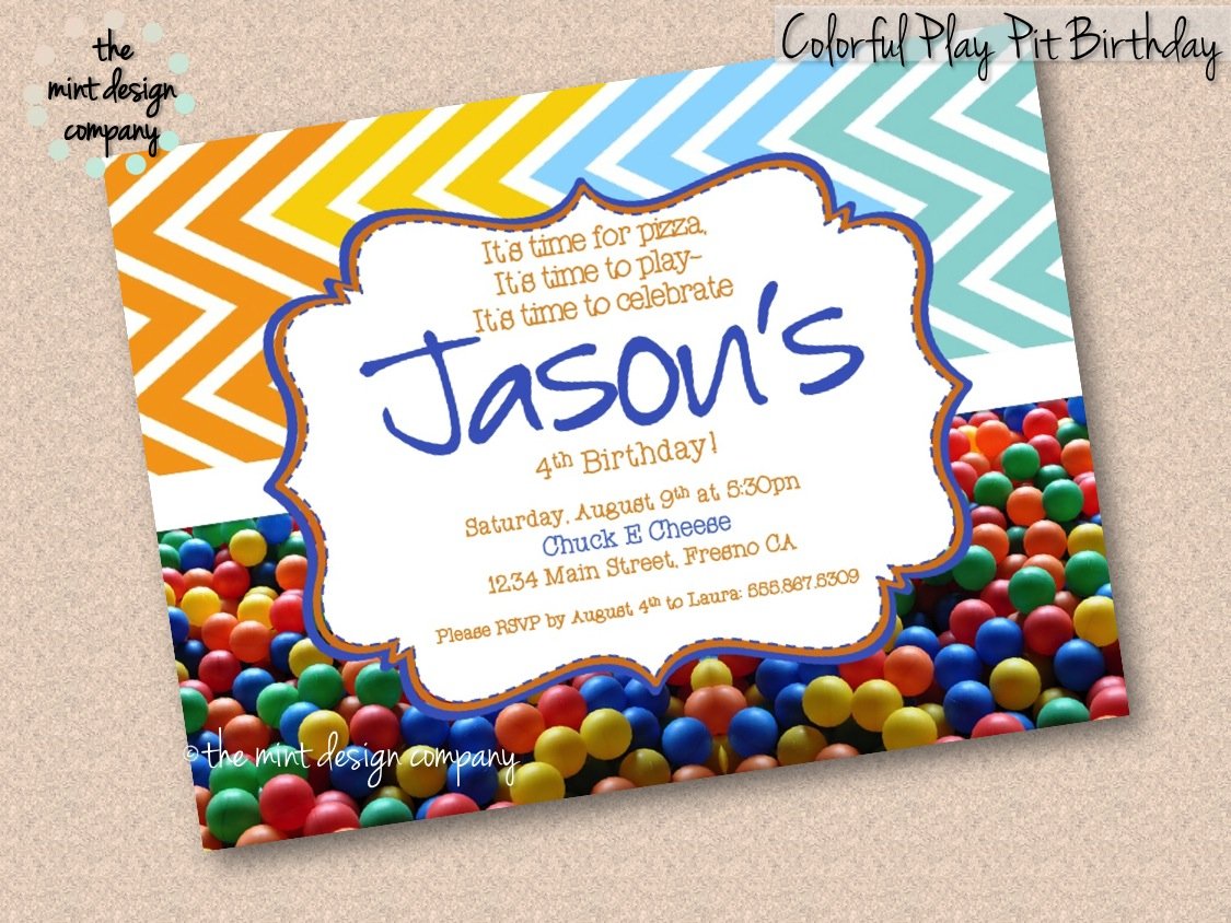 Colorful Play Pit Birthday Party Invitation Digital Design