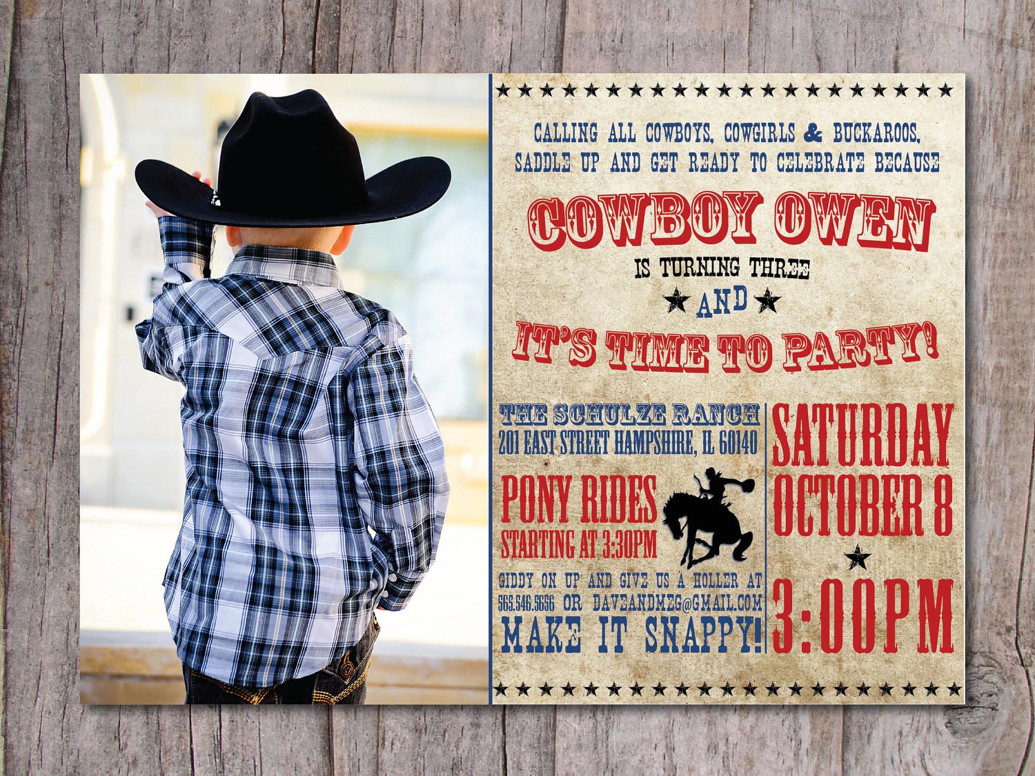 Cowboy Indian Birthday Party Invitations