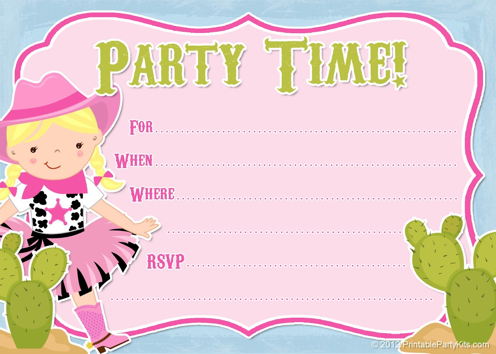Cowgirl Birthday Party Invitation