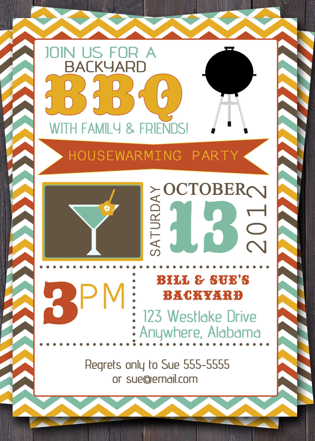 Cute Colorful Barbecue Party Invitation Template Example And