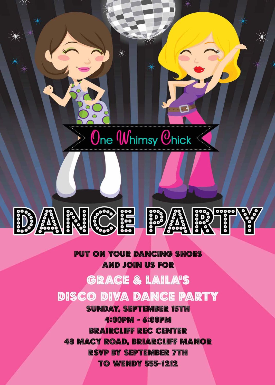 Dance Party Birthday Invitations