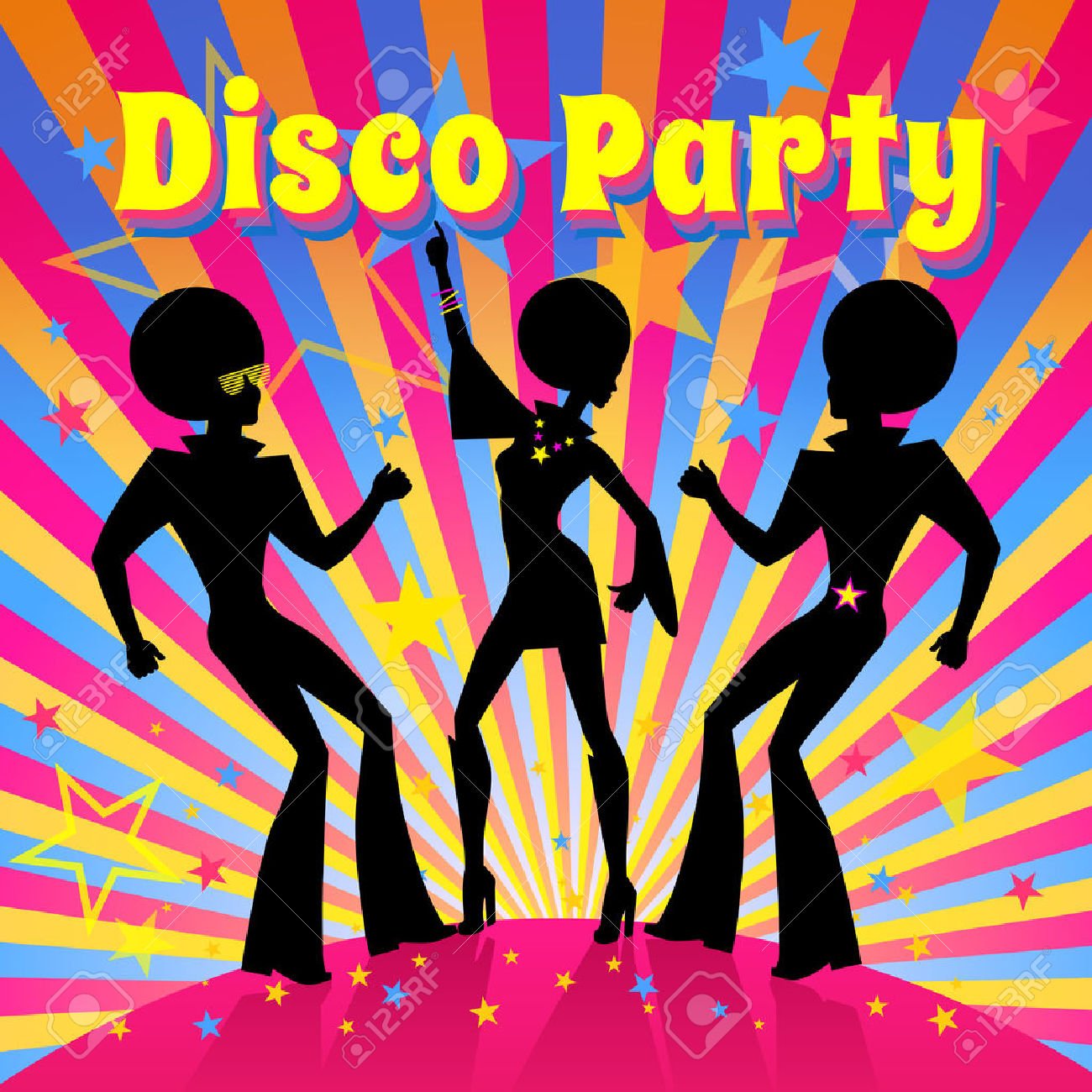 Disco Party Invitation Template With Silhouette Of A Dancing