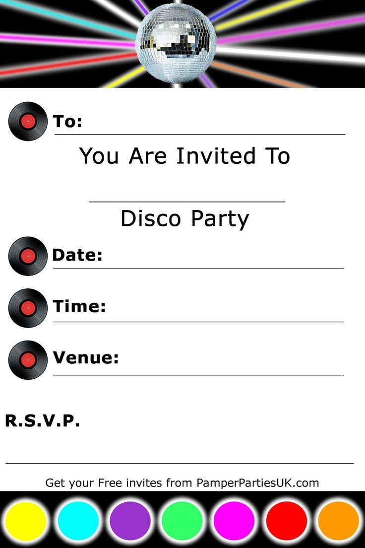 Disco Party Invitations