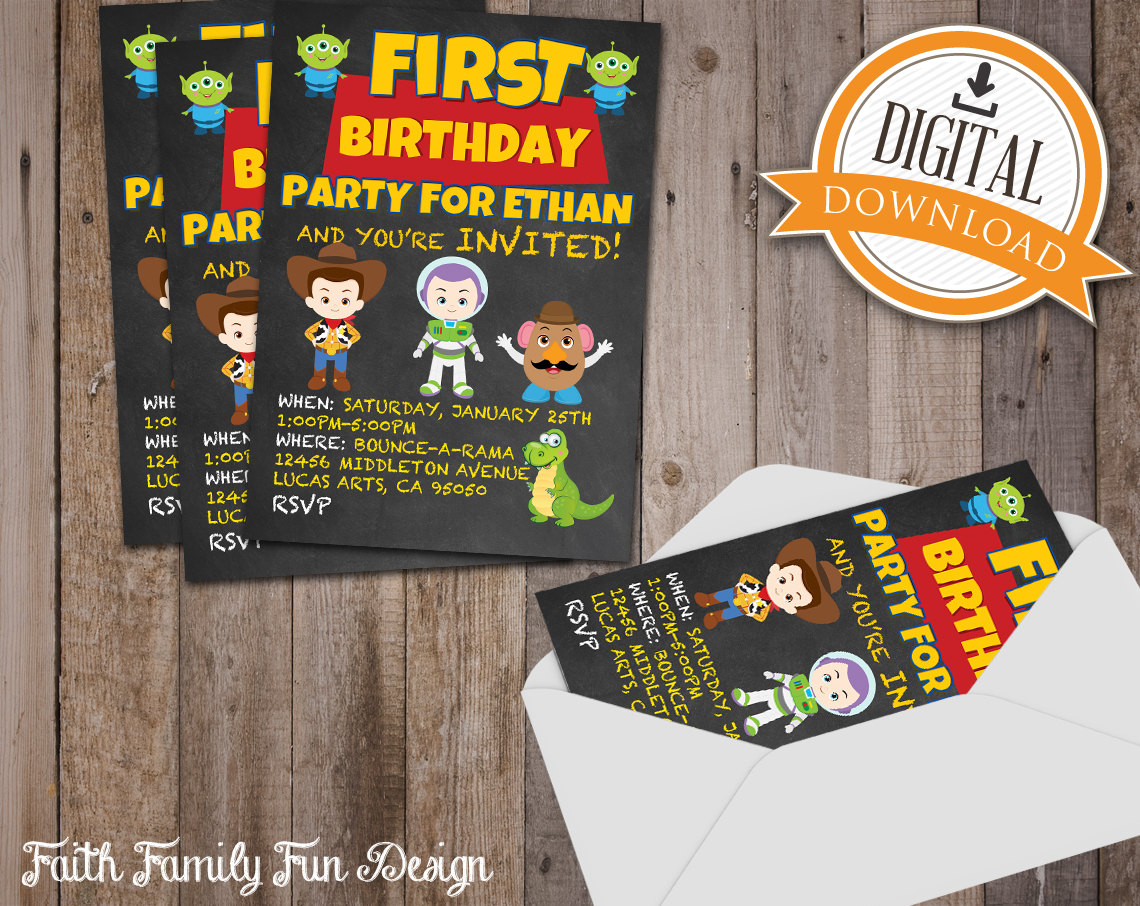 Disney Pixar Toy Story Birthday Invitations  Any Party Theme