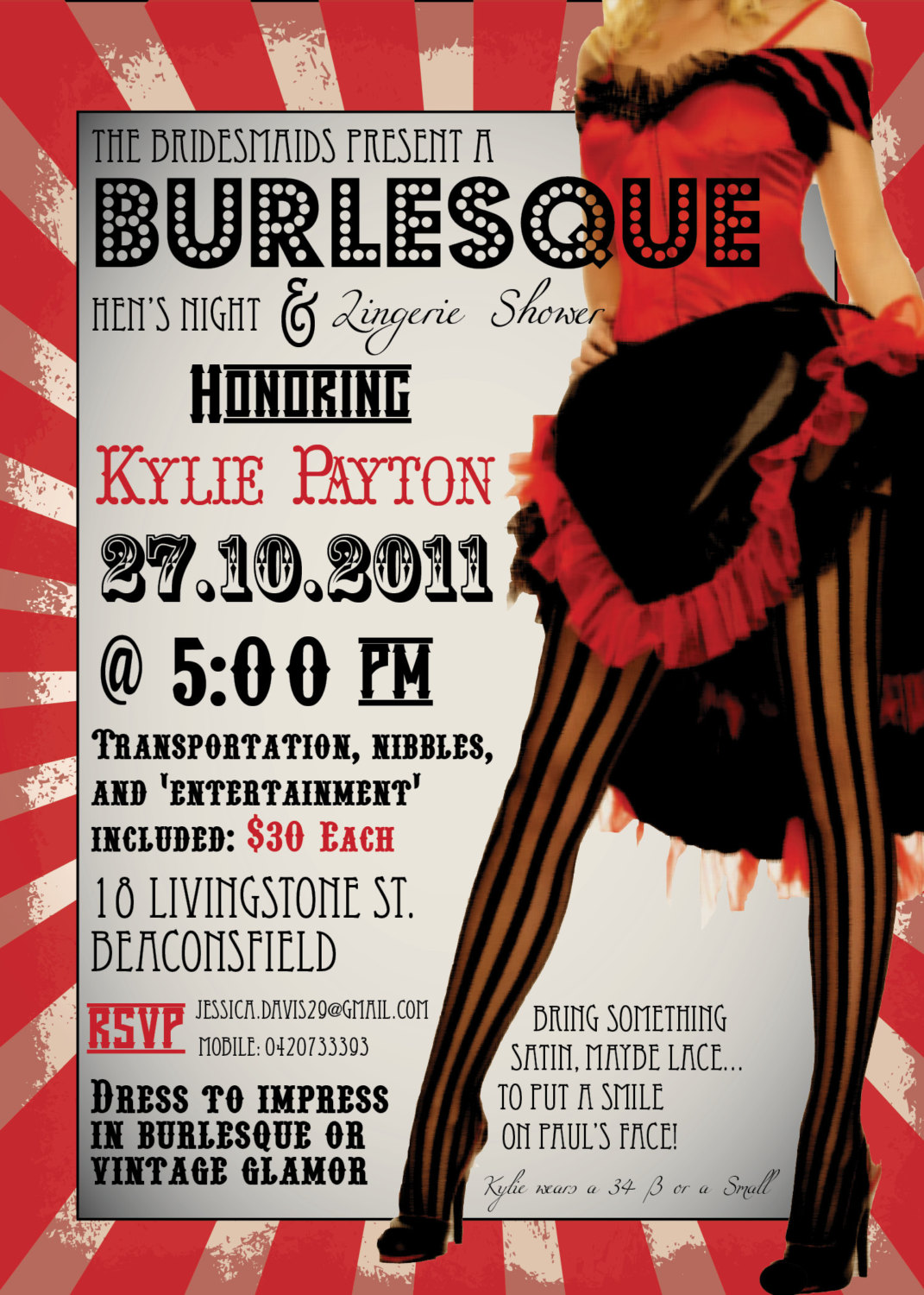 Diy Printable Burlesque Bachelorette Party By Mangotreepaper