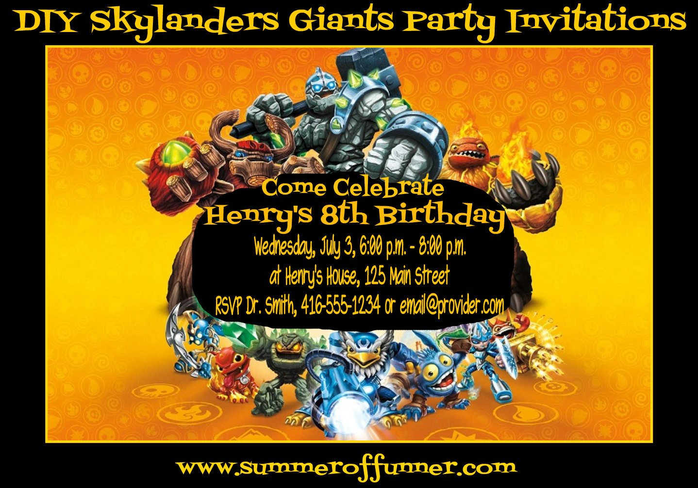 Diy Skylanders Giants Birthday Party Invitations