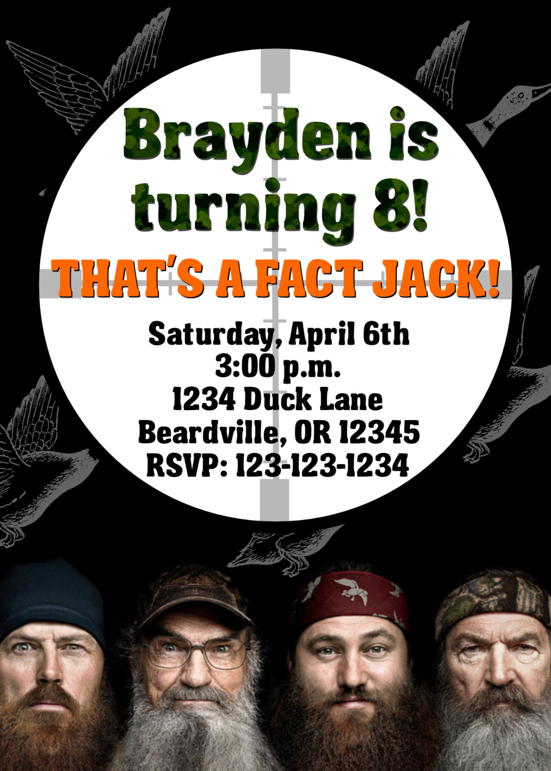 Duck Dynasty Birthday Invitation Print Your Own 5x7 By Vmiddleton5