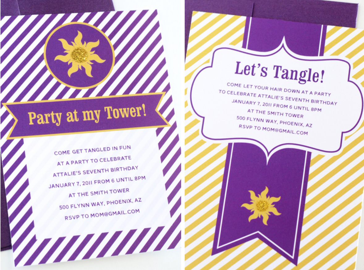 Easy Tangled   Rapunzel Birthday Party Invitations To Make