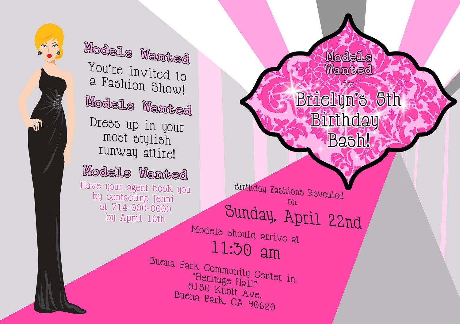Fashion Show Birthday Party Invitations