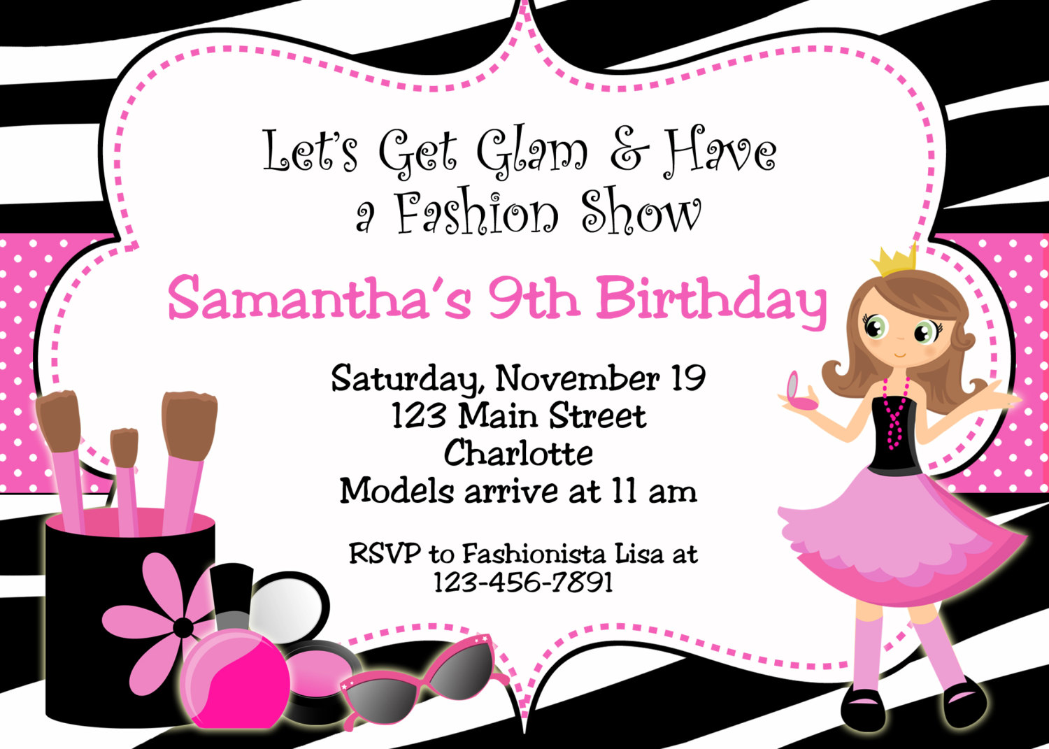 Fashion Show Birthday Party Invitations
