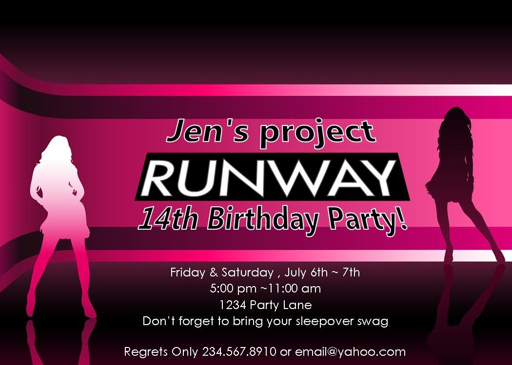 Fashion Show Birthday Party Invitations
