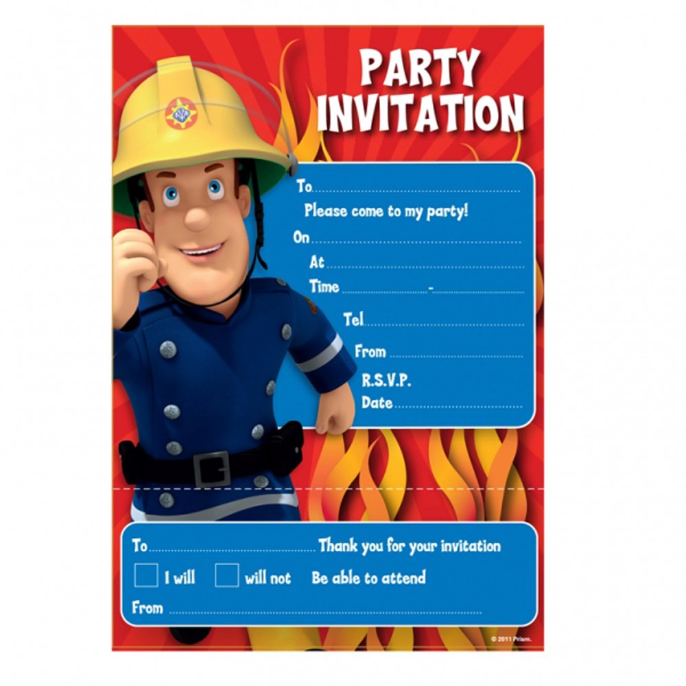 Fireman Sam Party Invitations