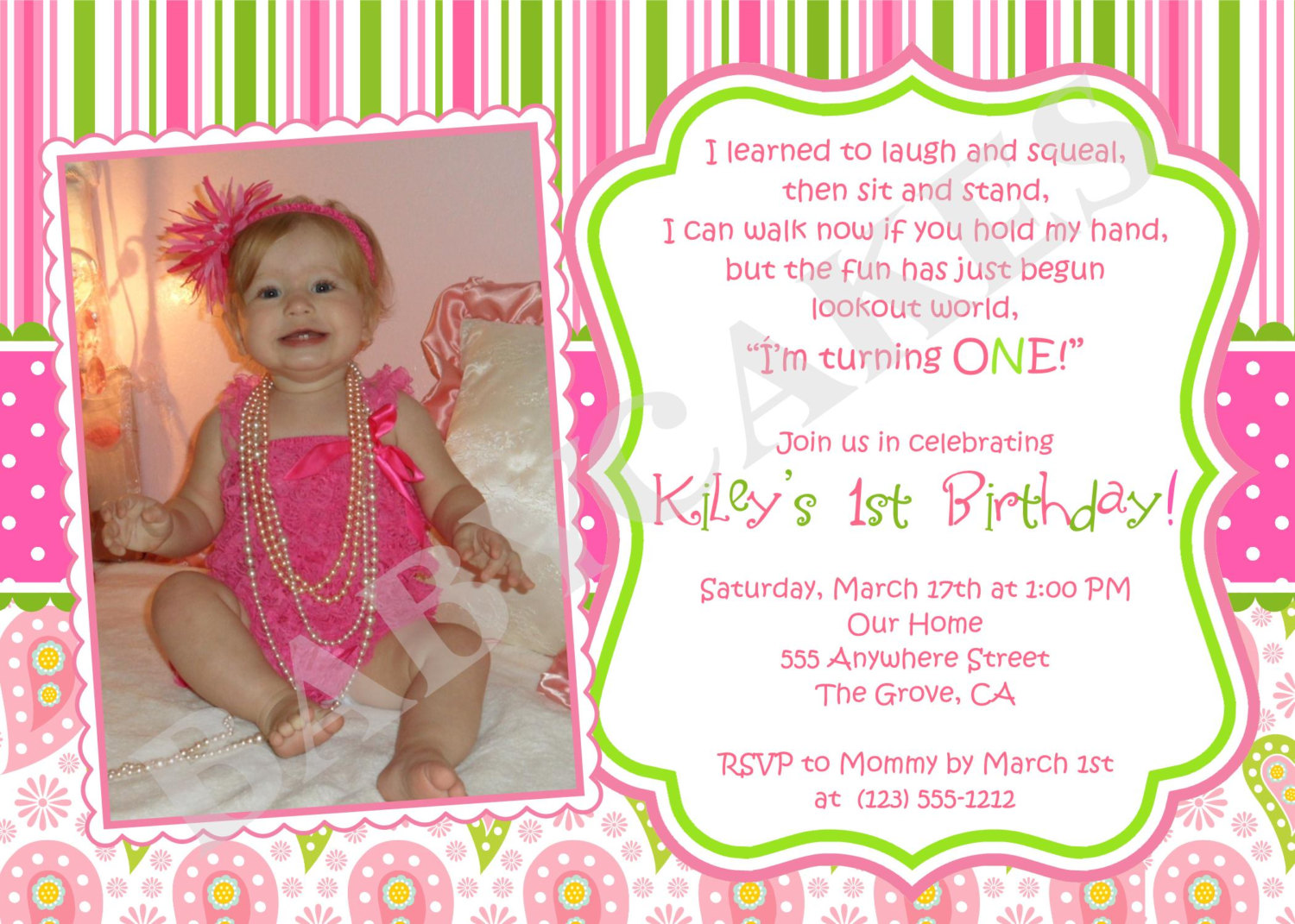 First Birthday Party Invitation Wording