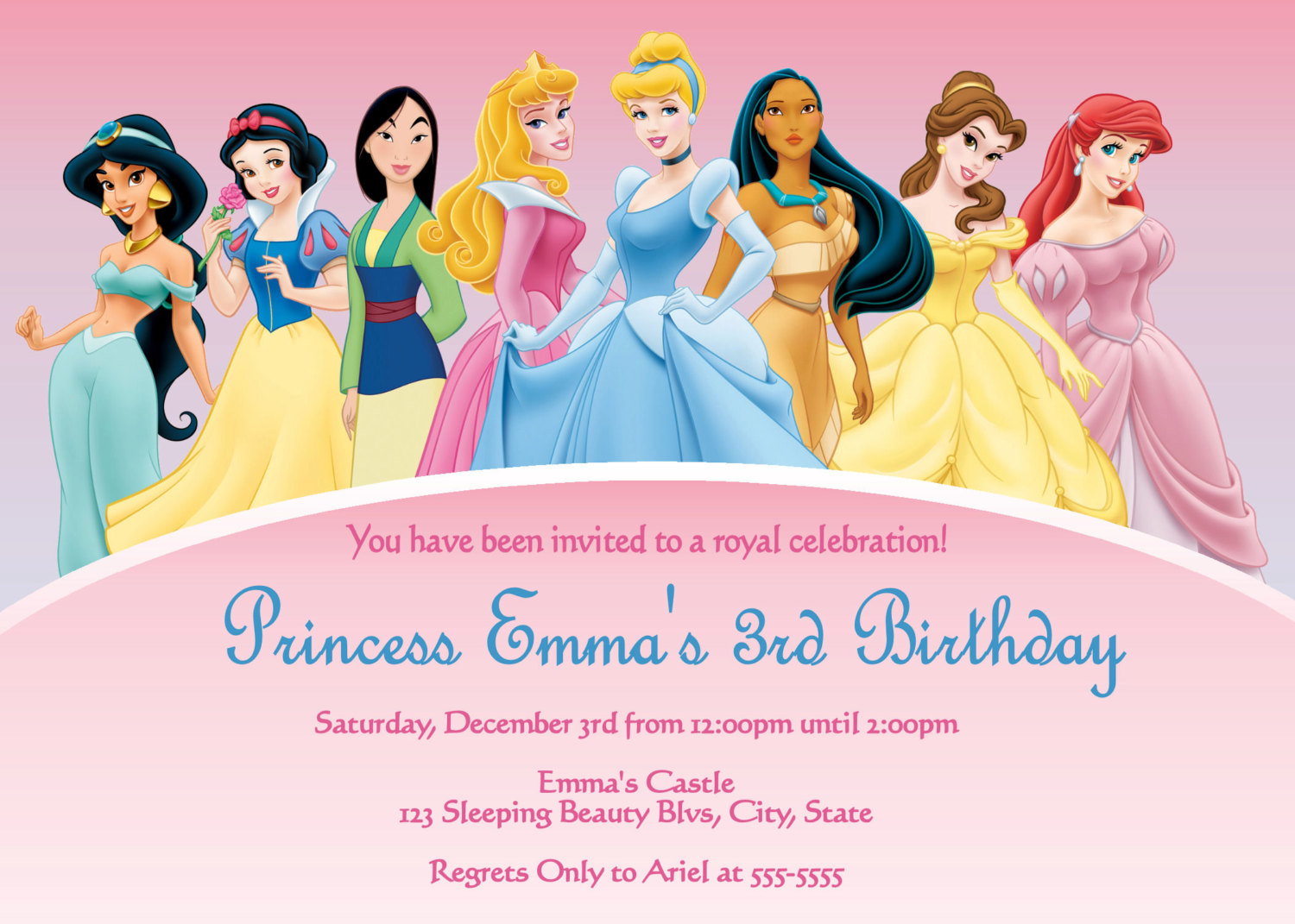 Free Disney Princess Party Invitations Free Disney Princess Party