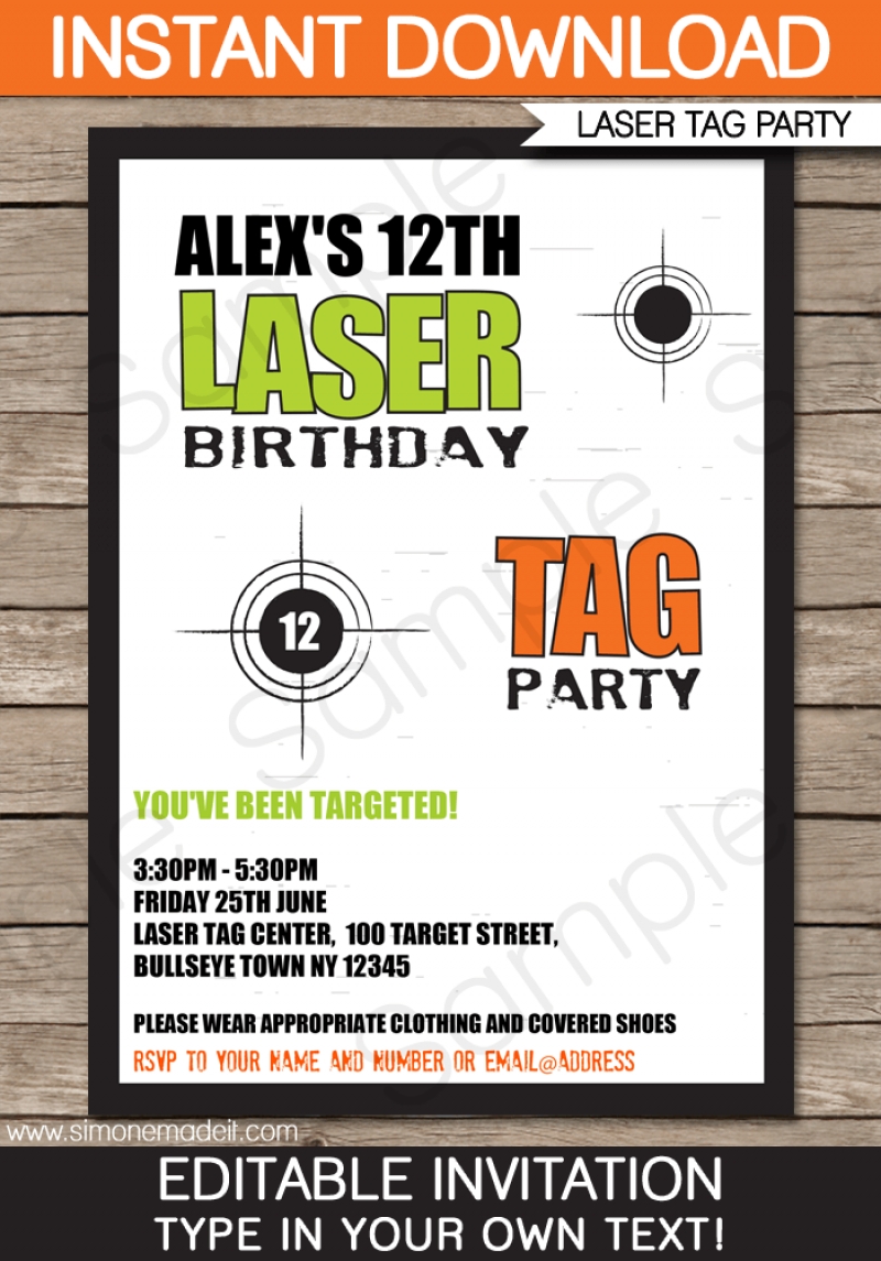 Free Laser Tag Invitation Template