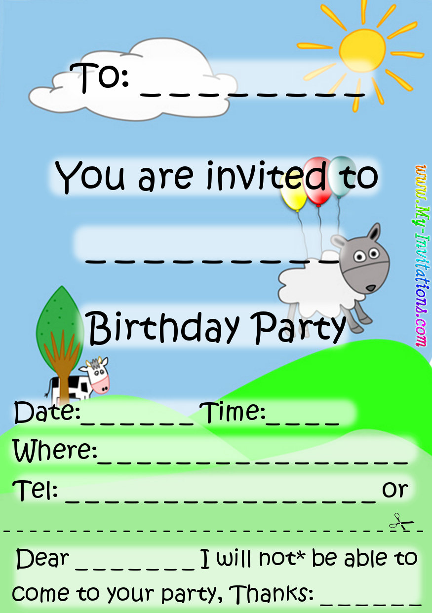 Free Printable Birthday Party Invitation Cards