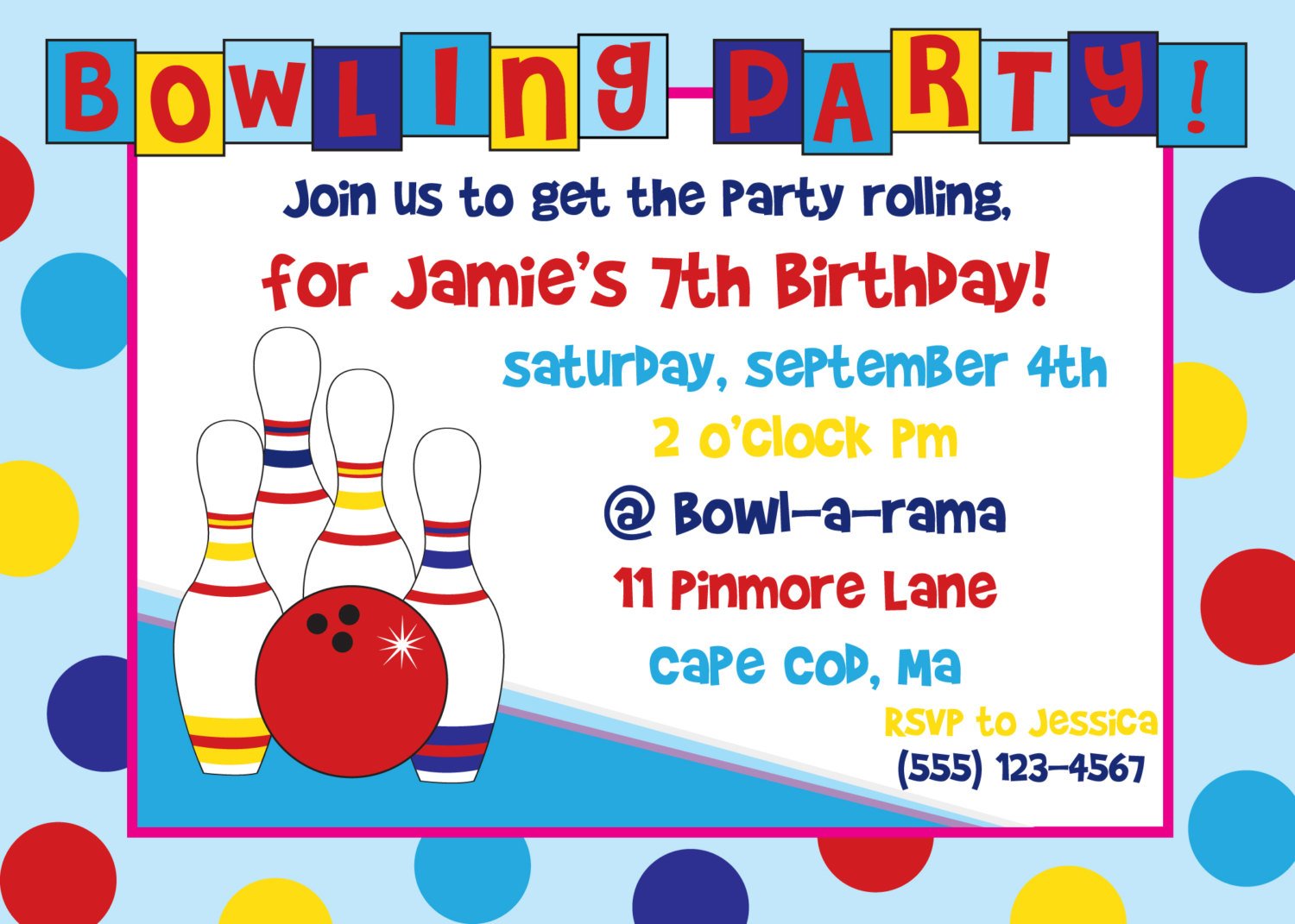 Free Printable Bowling Birthday Invitation Templates