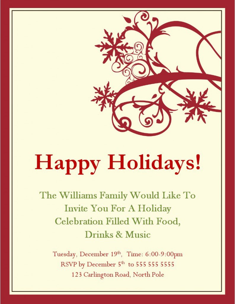 Free Printable Holiday Party Invitations