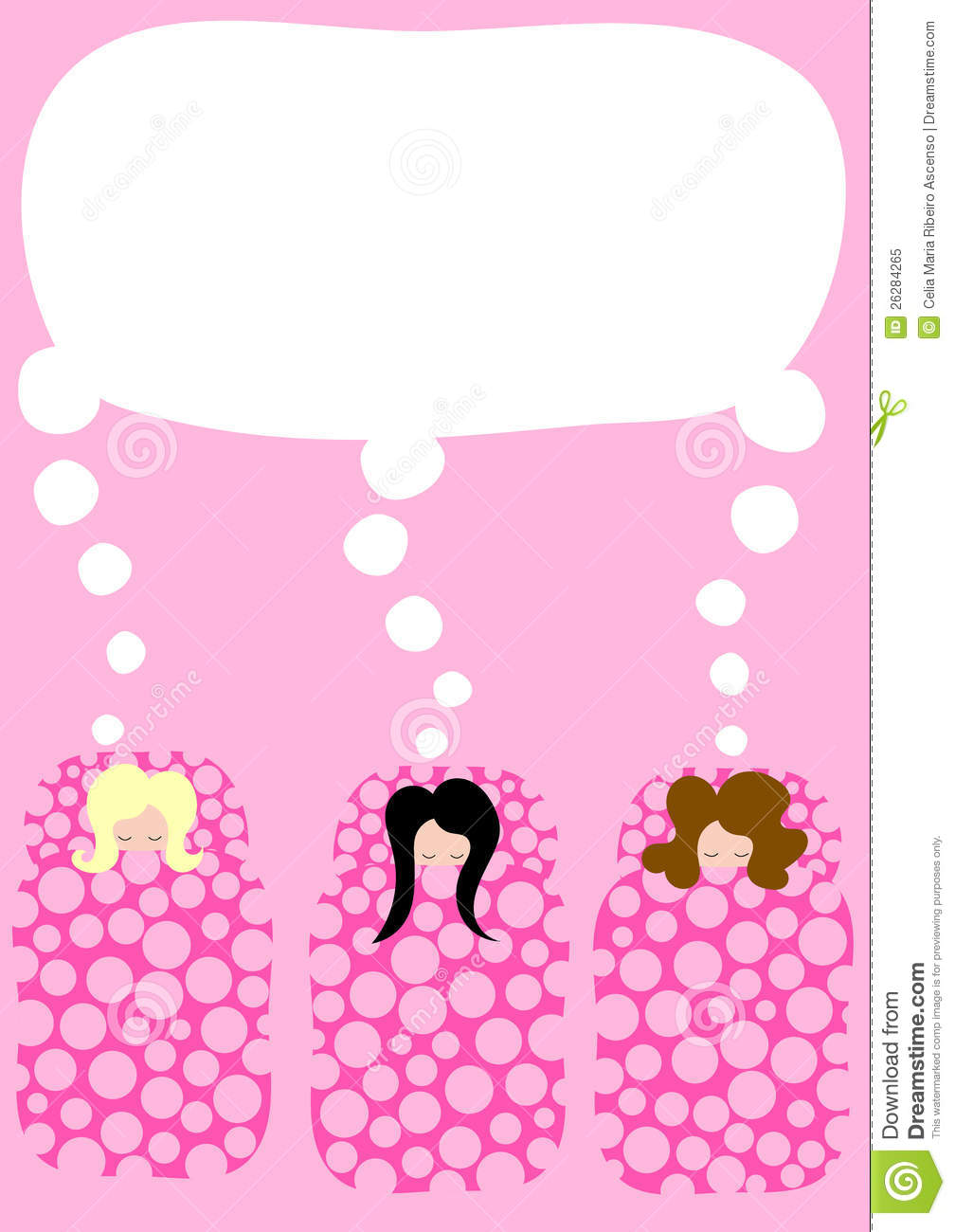 Girls In Sleeping Bags Pyjama Party Invitation Royalty Free Stock