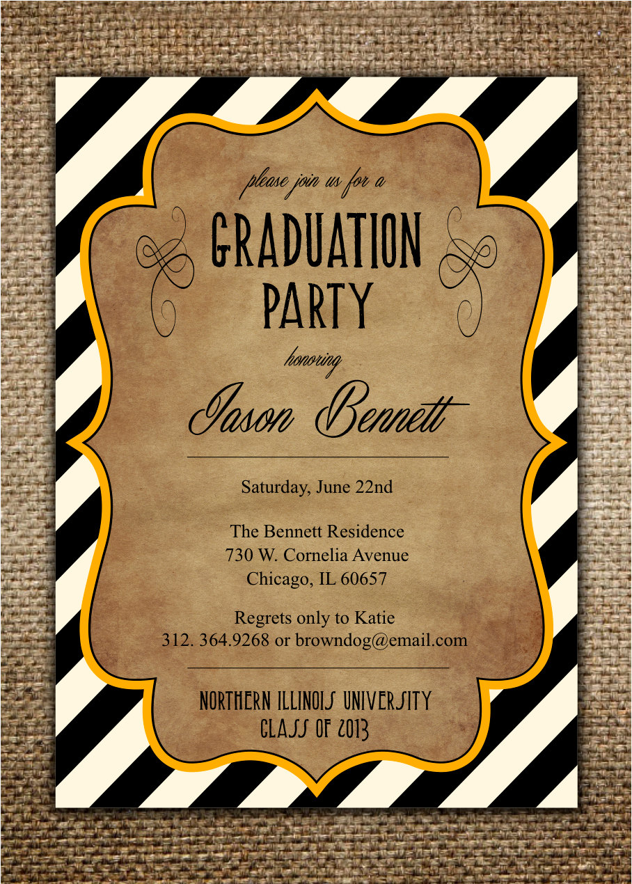 Graduation Party Invitation   High School College By Browndogpress