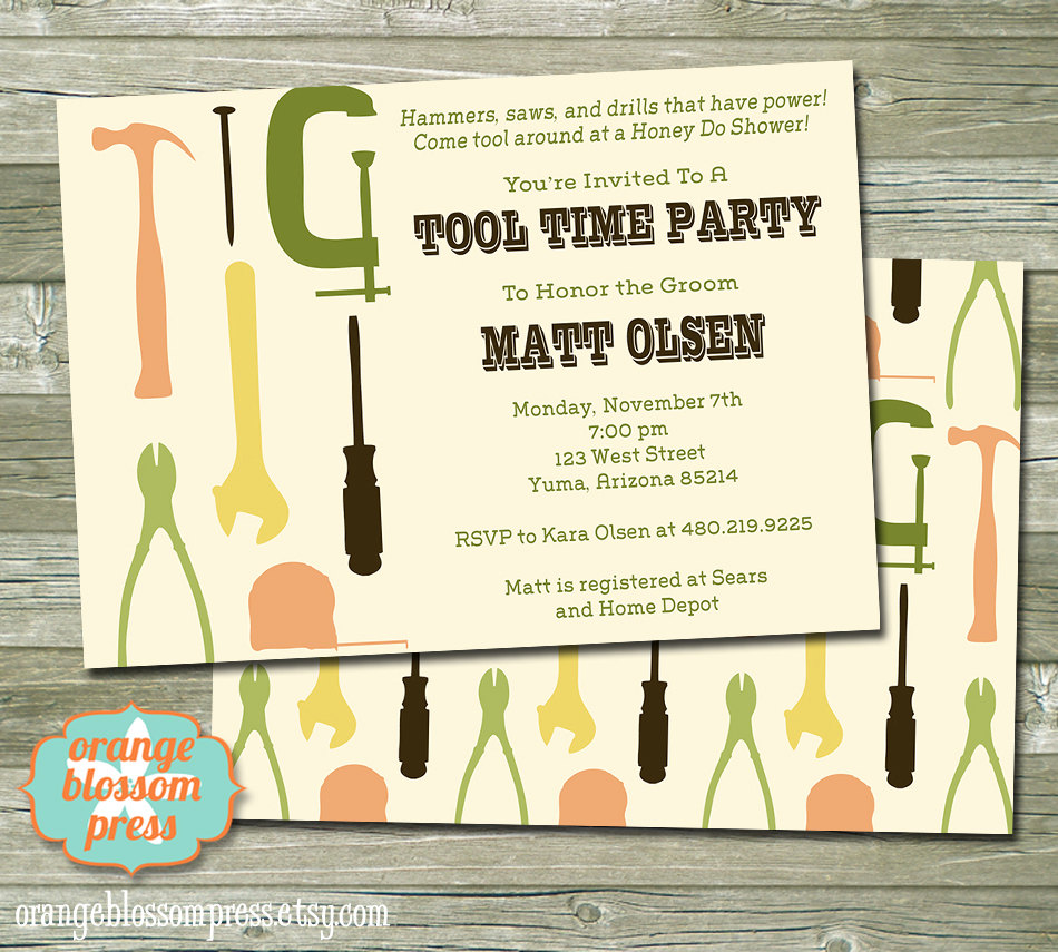 Groom's Tool Shower Invitation Honey Do By Orangeblossompress