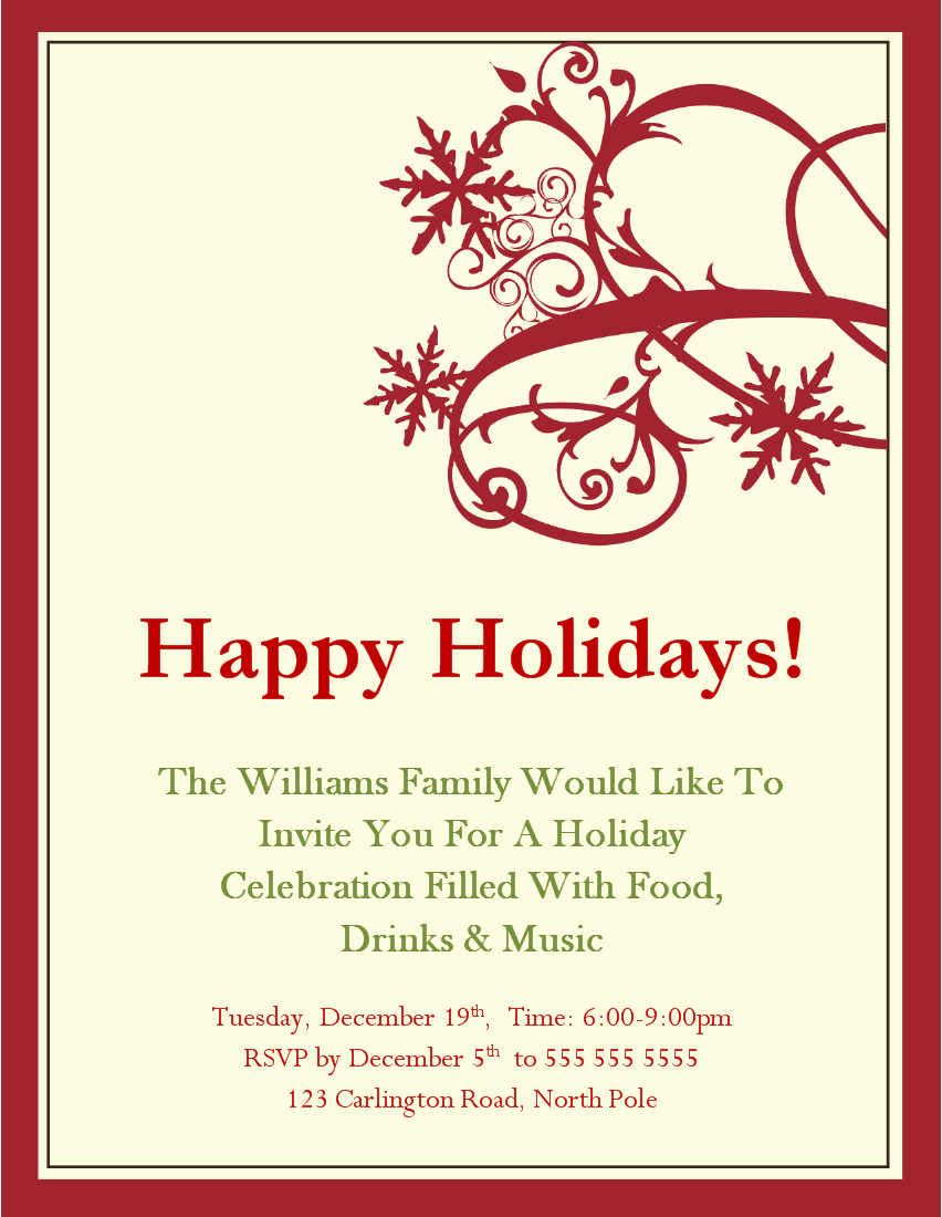 Holiday Party Email Invitation Template