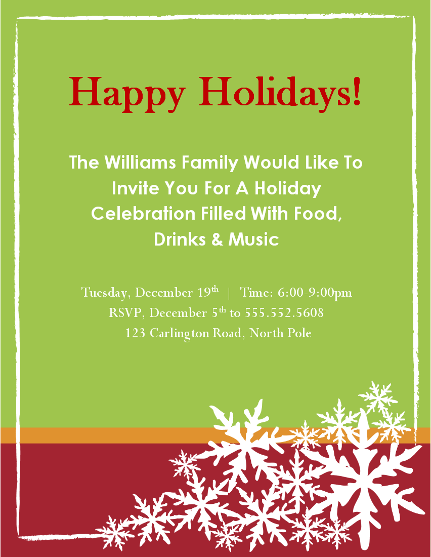 Holiday Party Email Invitation Template