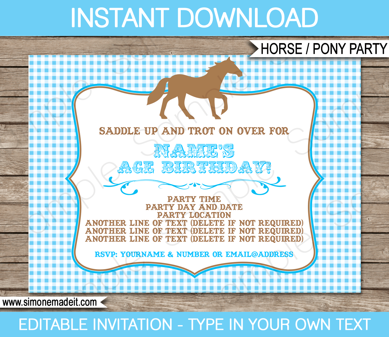 Horse Birthday Party Invitations