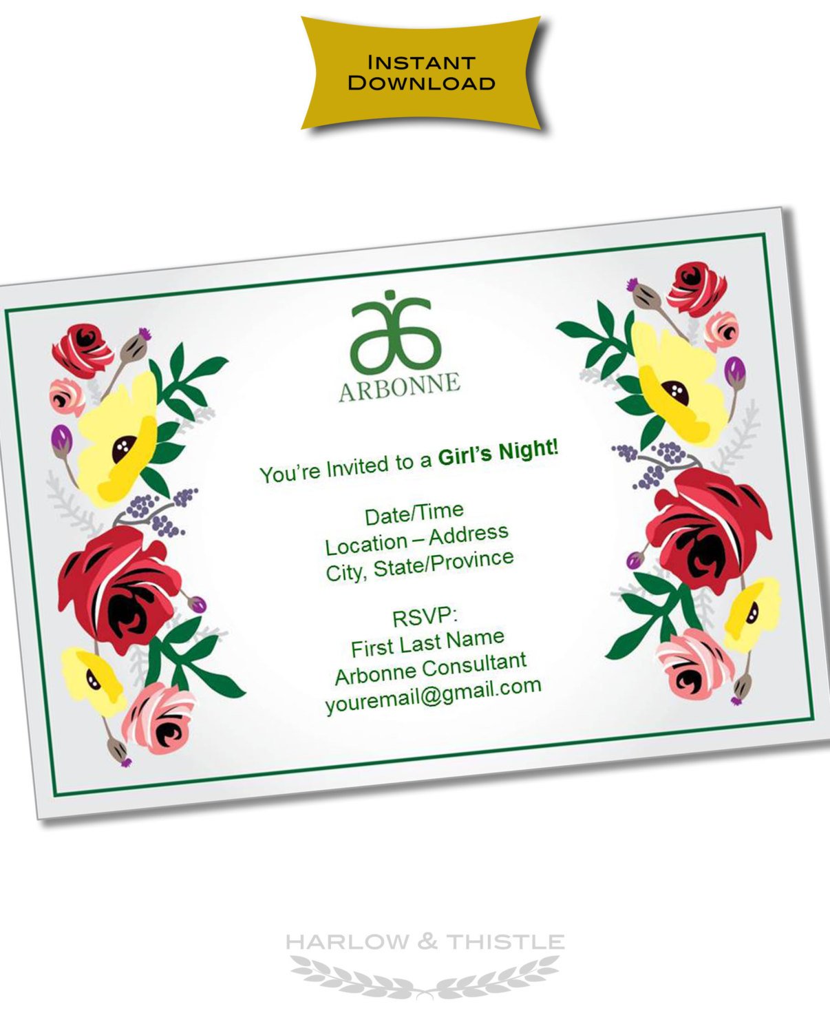 Instant Download Printable Arbonne Party Invitation By