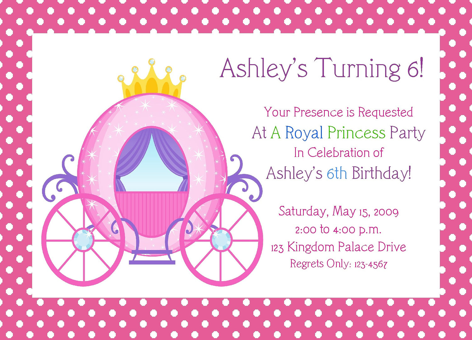Invitation  Princess Party Invitation Template