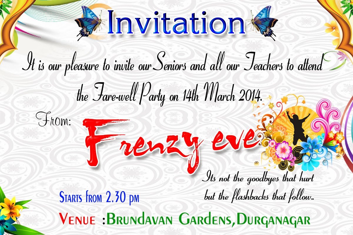 Invitation Card For Farewell Party In School