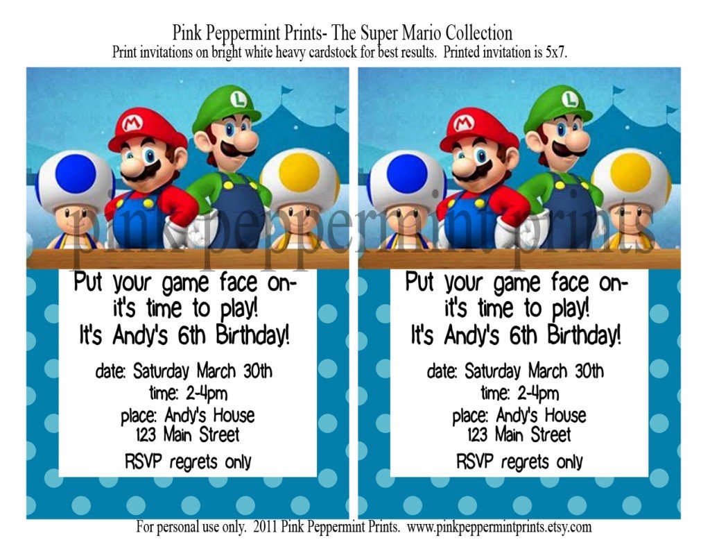 Mario Party Invitations