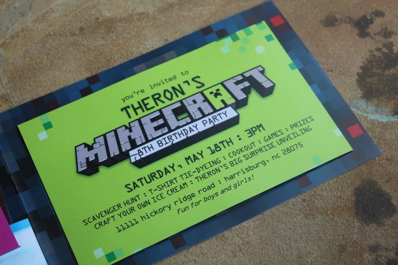 Minecraft Party Invitation Ideas