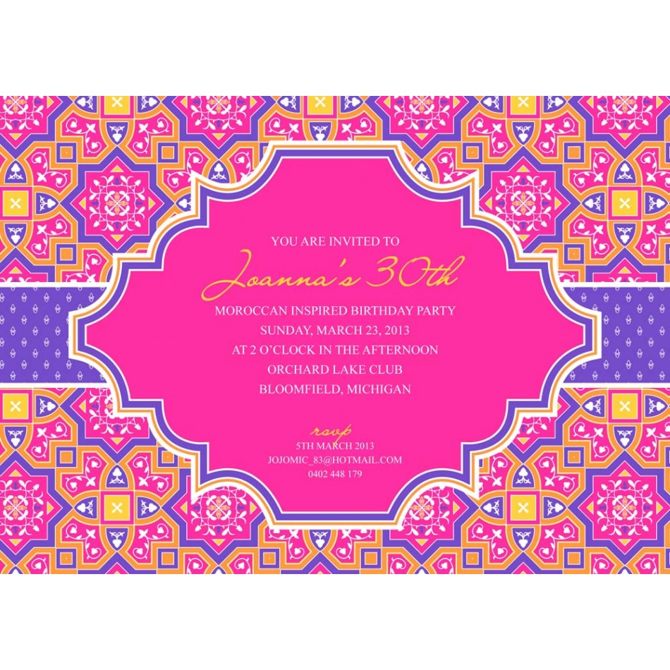 Moroccan Party Indian Geometric Modern Birthday