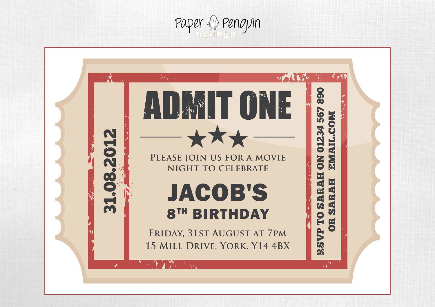 Movie Ticket Party Invitations Template