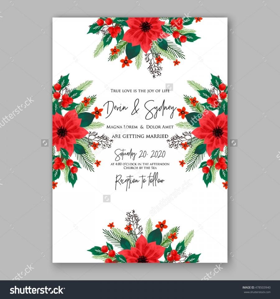 Poinsettia Wedding Invitation Sample Card Beautiful Winter Floral