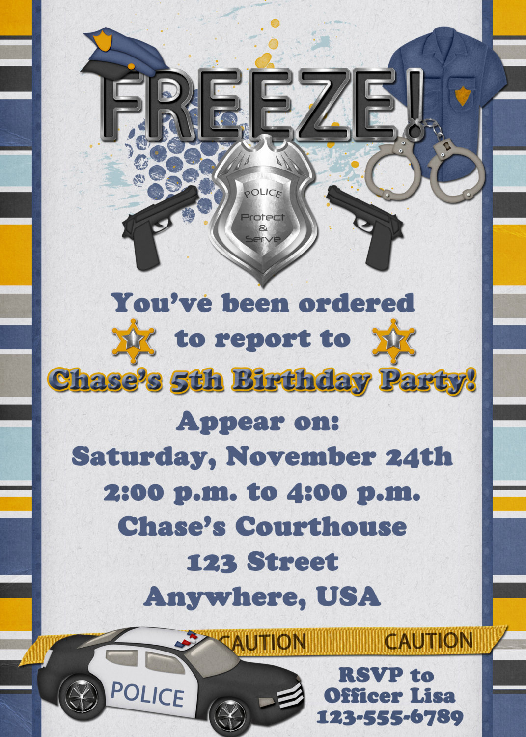 Police Officer Birthday Party Invitation By Decidedlydigital