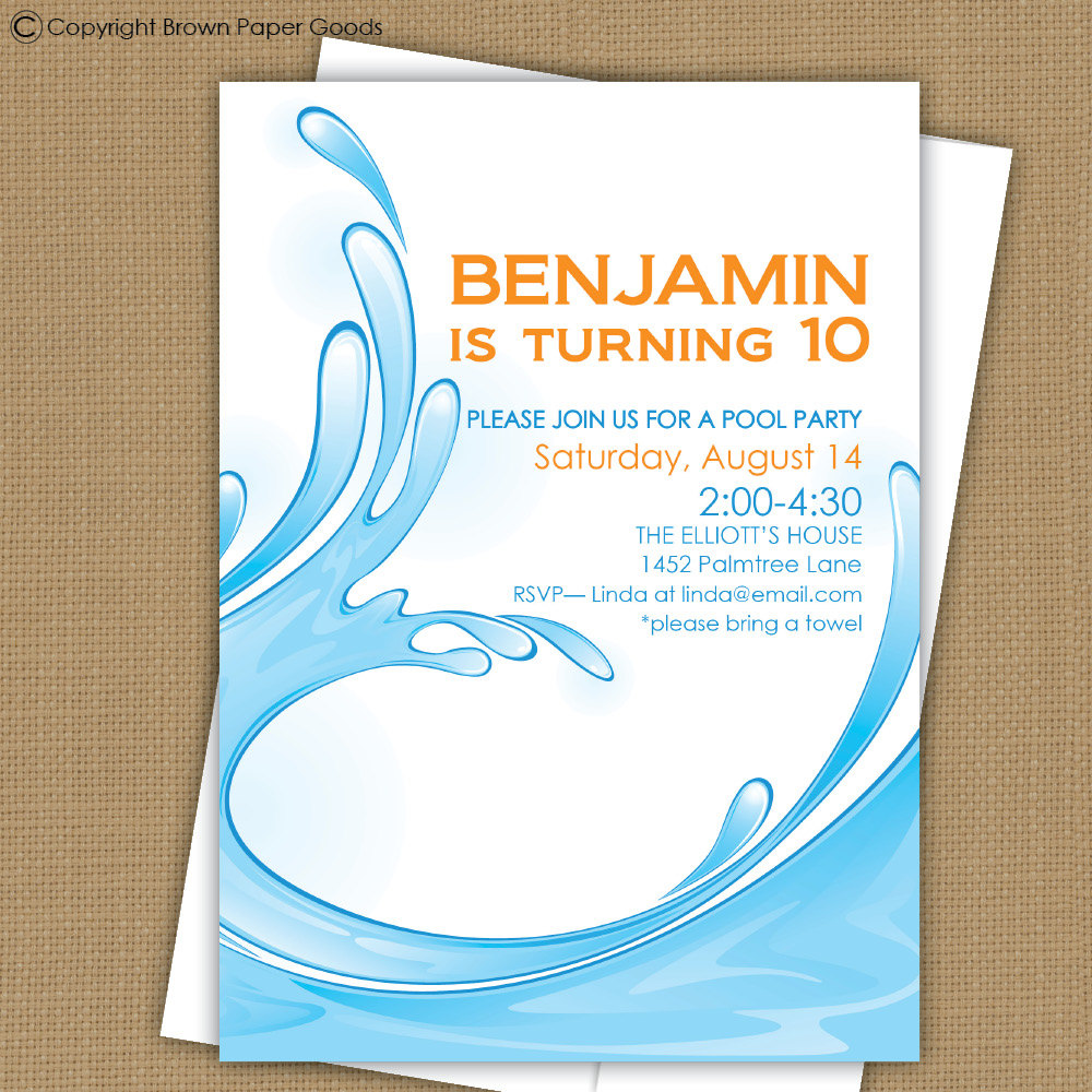 Pool Party Invitation By Brownpaperstudios On Etsy