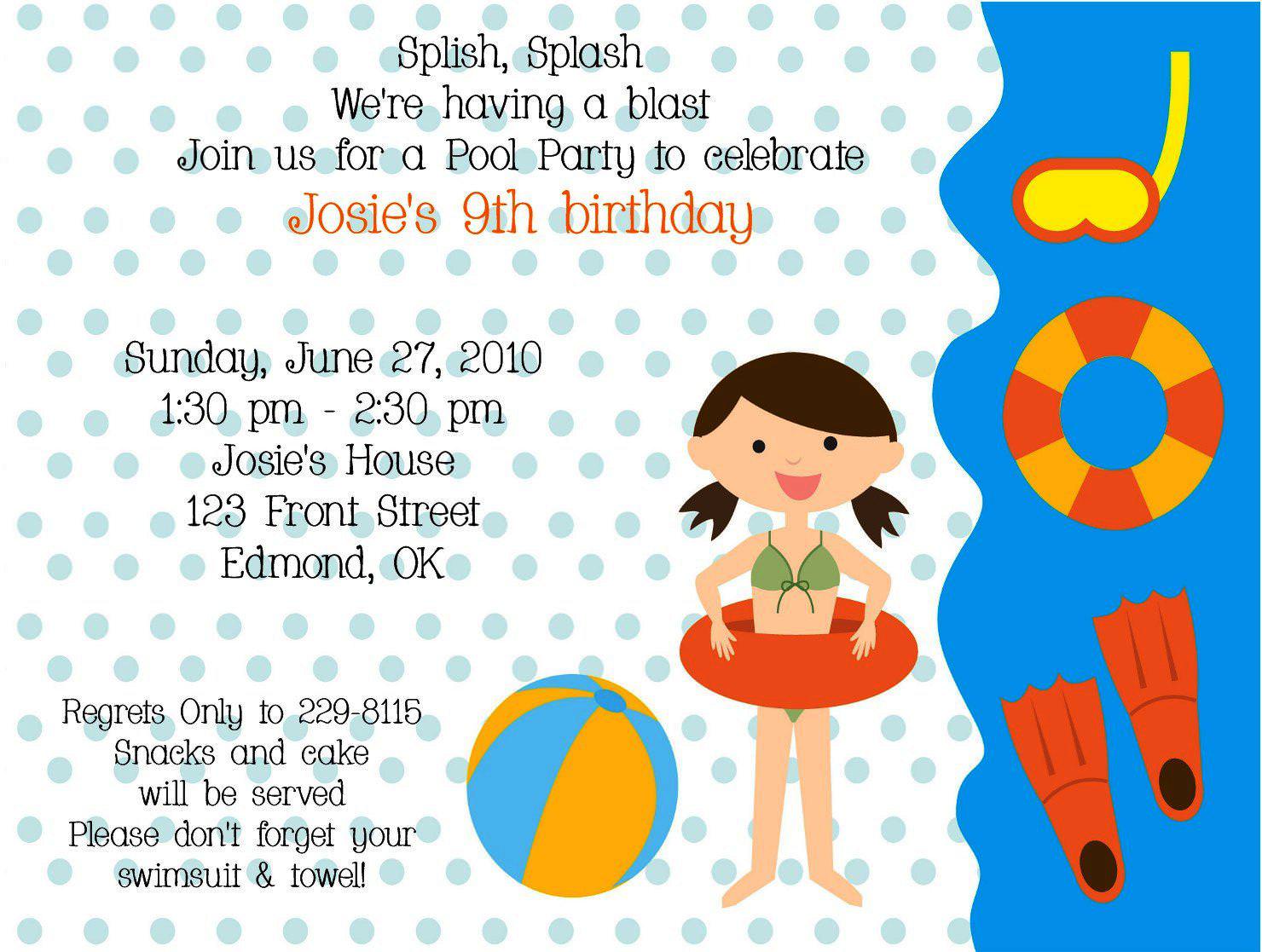Pool Party Invitation Ideas