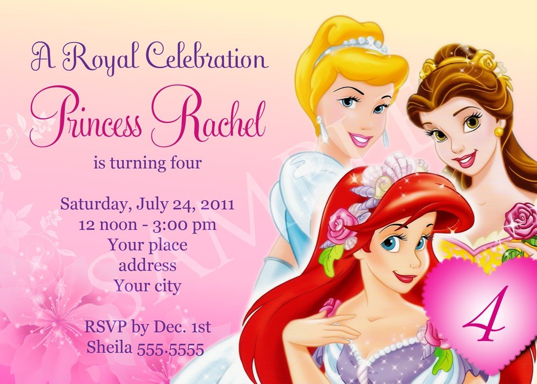 Princess 7th Birthday Invitation Wording