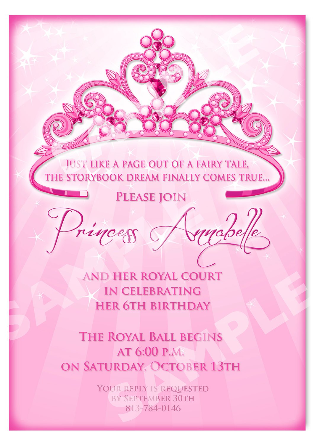 Princess Birthday Party Invitation Wording