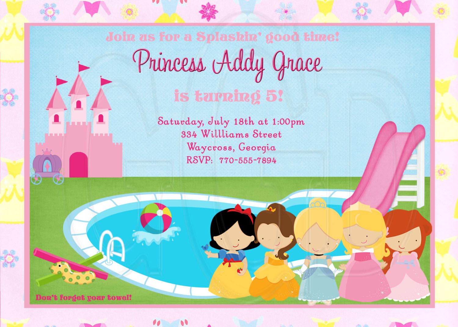 Princess Jasmine Party Invitations