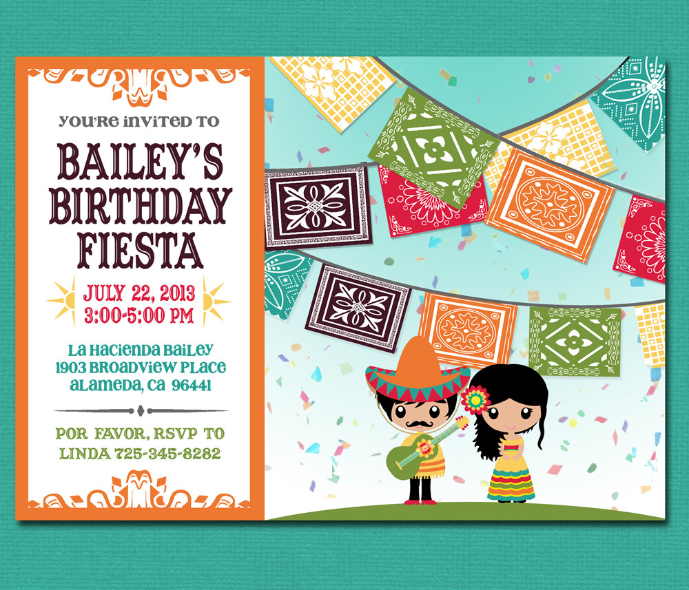 Print Yourself Kid's Mexican Fiesta Invitation By Cardvarkdesigns
