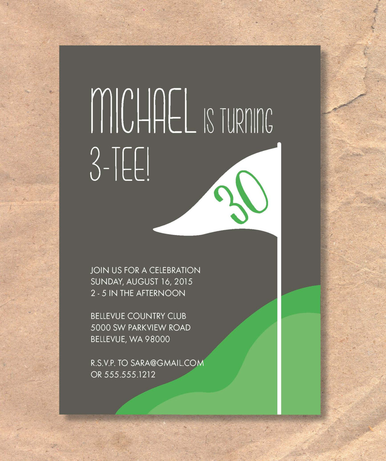 Printable Golf Birthday Party Invitation  Golf Themed