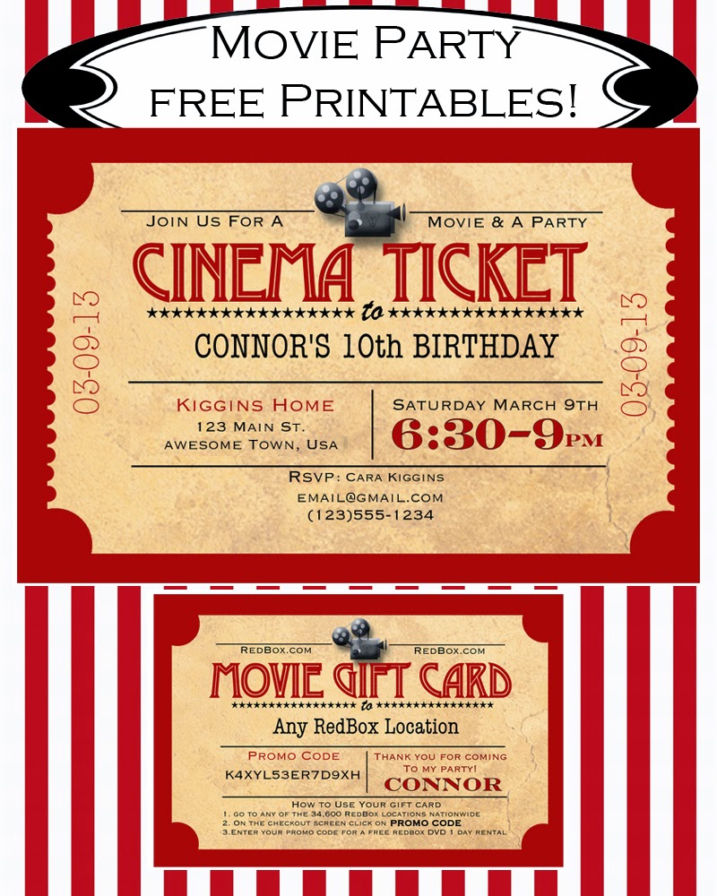 Printable Movie Ticket Birthday Invitation