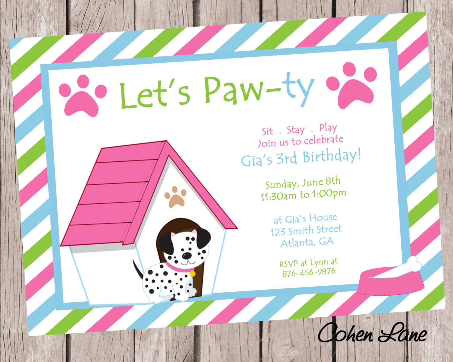 Puppy Dog Birthday Party Invitation  Printable Puppy By Cohenlane
