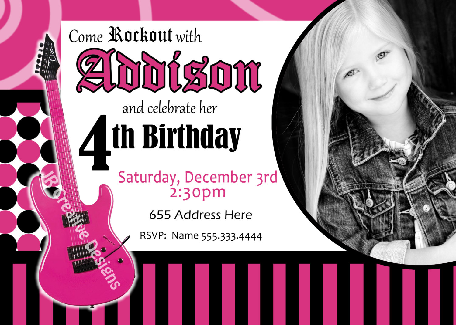 Rockstar Birthday Party Invitations