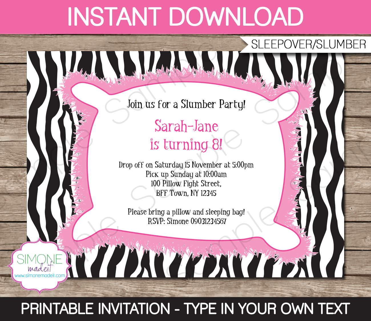 Slumber Party Invitations Template
